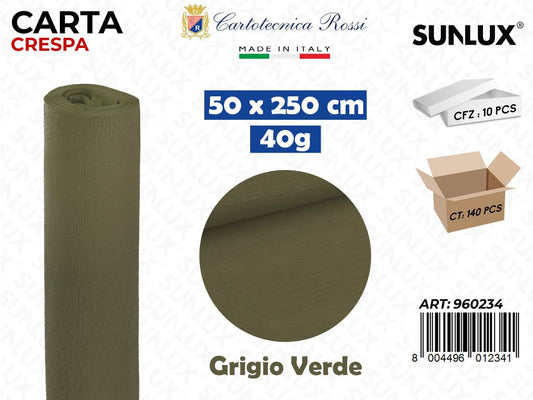 Carta Crespata 0234 40G 50*250CM Grigio Verde