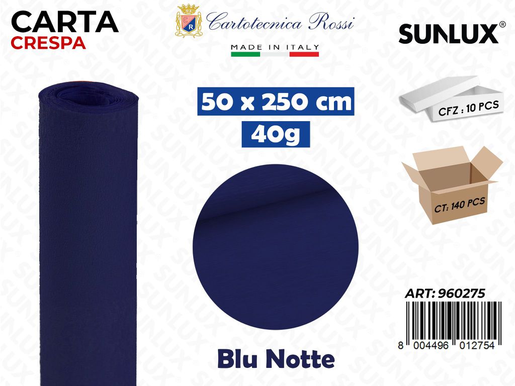Carta Crespata 0275 40G 50*250CM Blu Notte