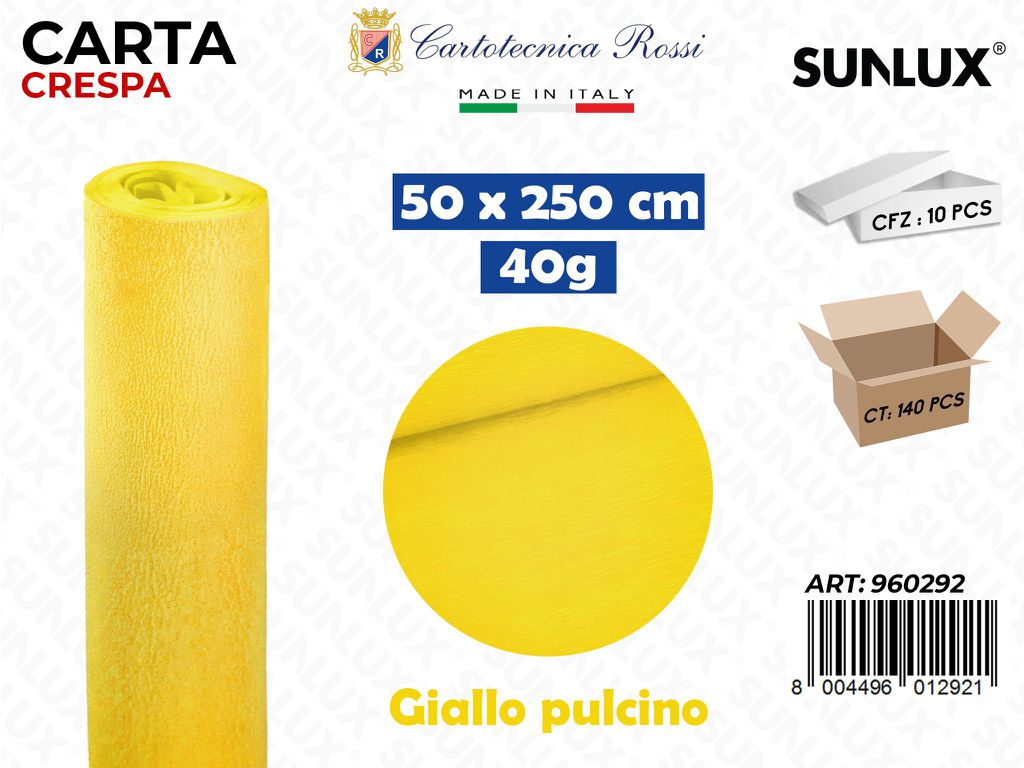 Carta Crespata 0292 40G 50*250CM Giallo Pulcino Pz da 10