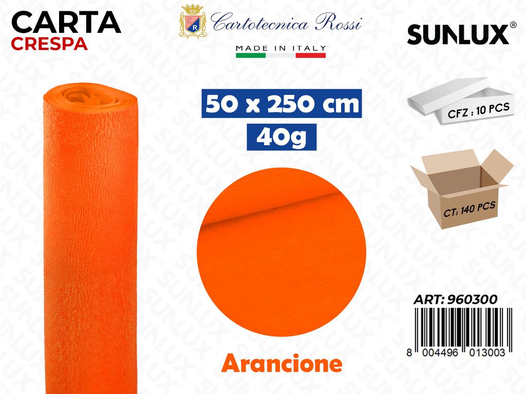 Carta Crespata 0300 40G 50*250CM Arancio
