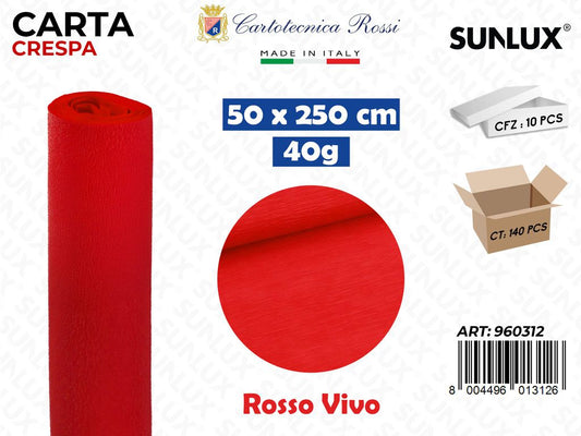 Carta Crespata 0321 40G 50*250CM Rosso Acceso