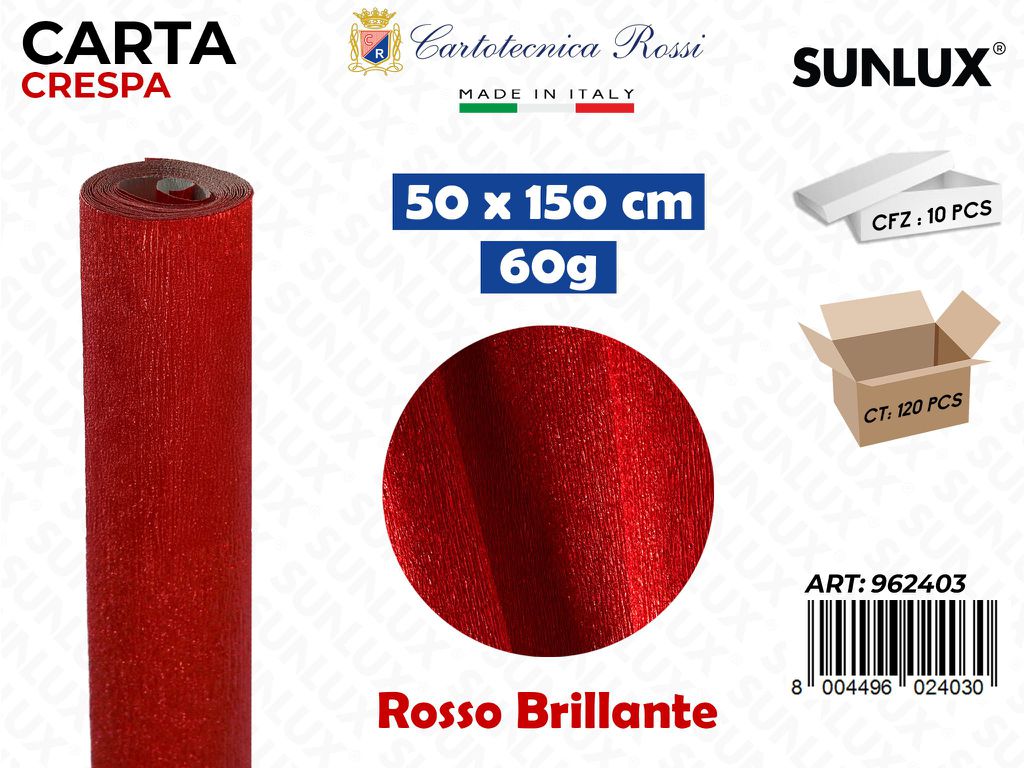 Carta Crespata 403 60G 50*150CM Rosso Brill. Metal