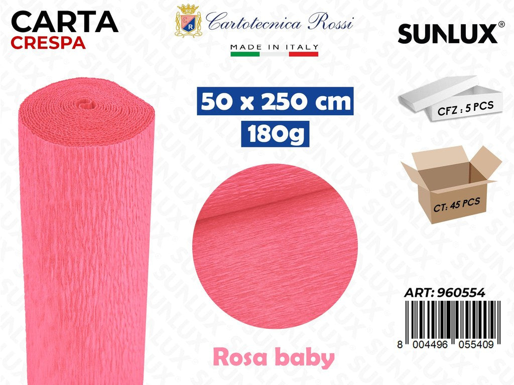 Carta Crespata 554 180G 50*250CM Rosa Baby