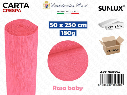 Carta Crespata 554 180G 50*250CM Rosa Baby