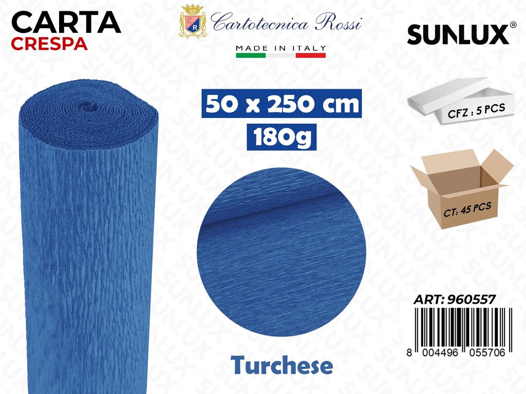 Carta Crespata 557 180G 50*250CM Turchese