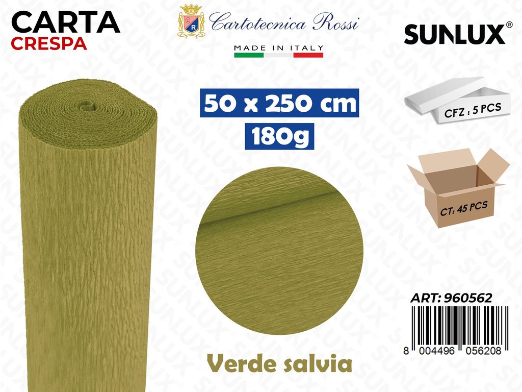 Carta Crespata 562 180G 50*250CM Verde Salvia