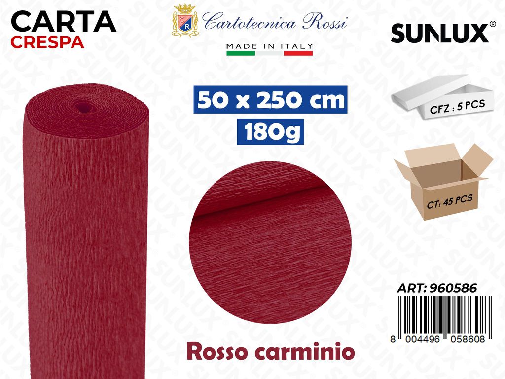 Carta Crespata 586 180G 50*250CM Rosso Carminio