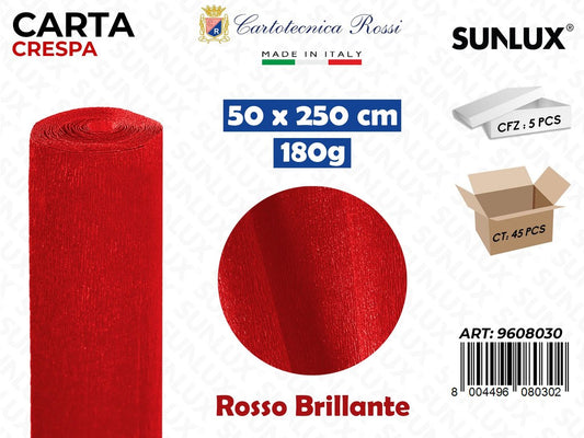 Carta Crespata 803 180G 50*250CM Rosso Brill.