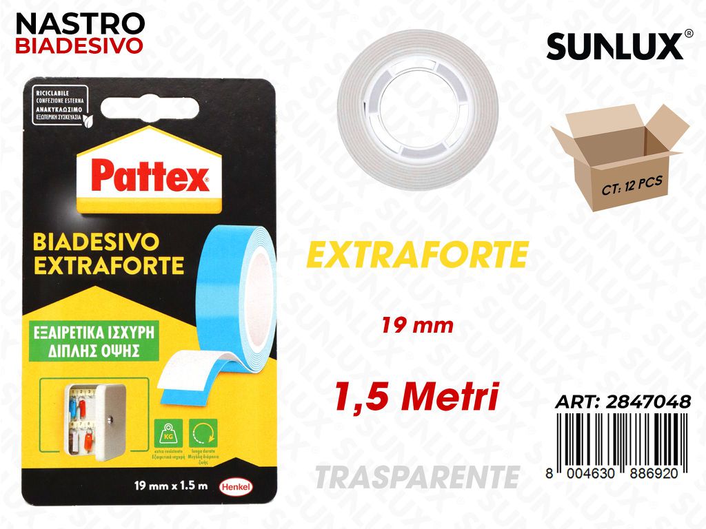 Pattex Nastro Biadv Extra Trasp. 19MM*1.5MT