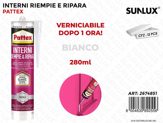 Pattex Interni Riempie e Ripara Bianco 280ML