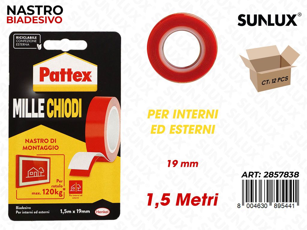 Pattex Nastro Biadv Interni-esterni 19MM*1.5MT