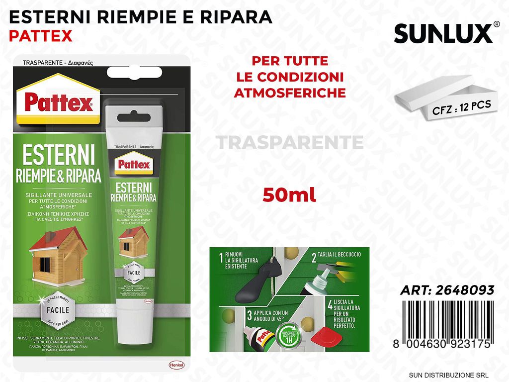 Pattex Esterni Riempie e Ripara Trasp. 50ML