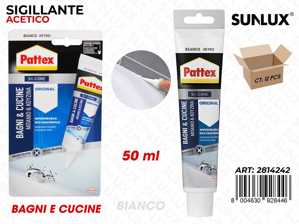 Pattex Silicone Bagni Cucina Bianco 50ML