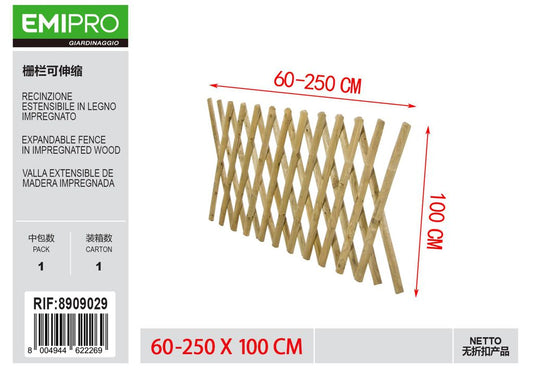 RECINZIONE ESTENSIBILE IN LEGNO IMPREGNATO 100X60-250CM