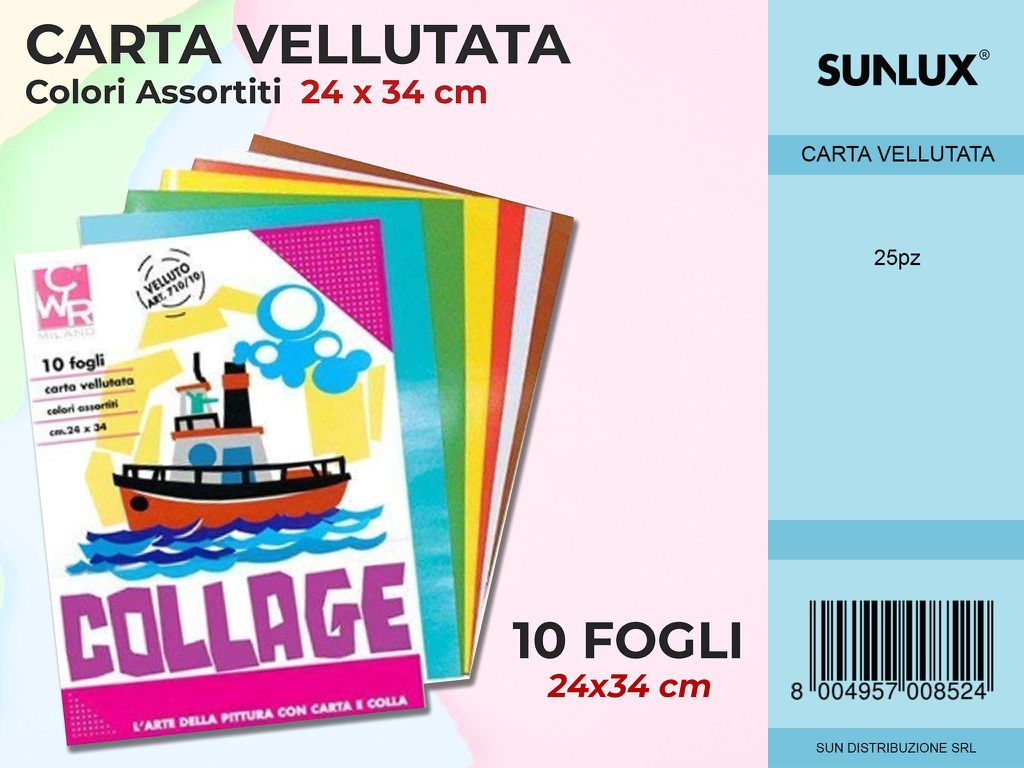 Carta Vellutata Col. Ass. 24*34CM 10FF