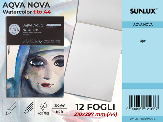 Aqva Nova Blocco Watercol. 12FF -f.to A4