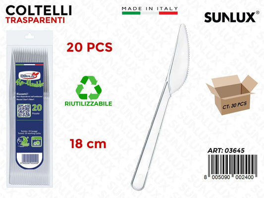 COLTELLI PLAST. TRASP. 20PCS 18CM
