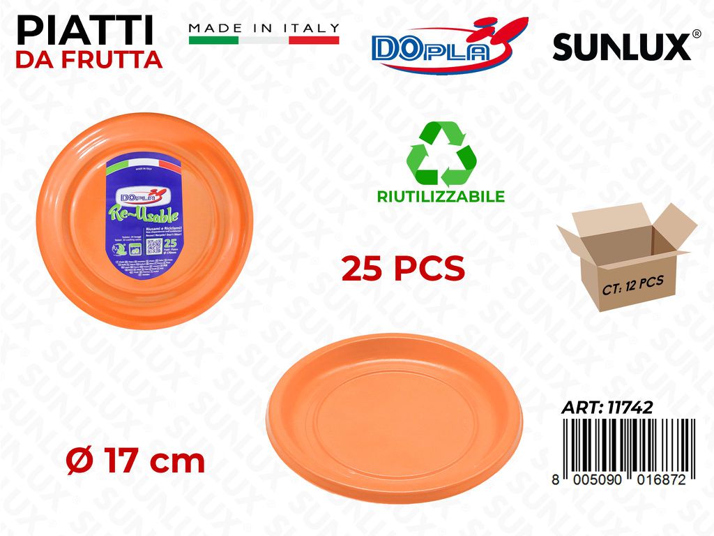 PIATTI DA FRUTTA PLAST. ARANCIONE 25PCS D.17CM
