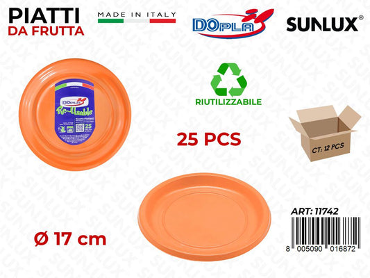 PIATTI DA FRUTTA PLAST. ARANCIONE 25PCS D.17CM