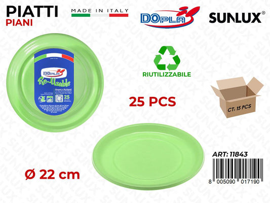 PIATTI PIANI PLAST. VE. ACIDO 25PCS D.22CM