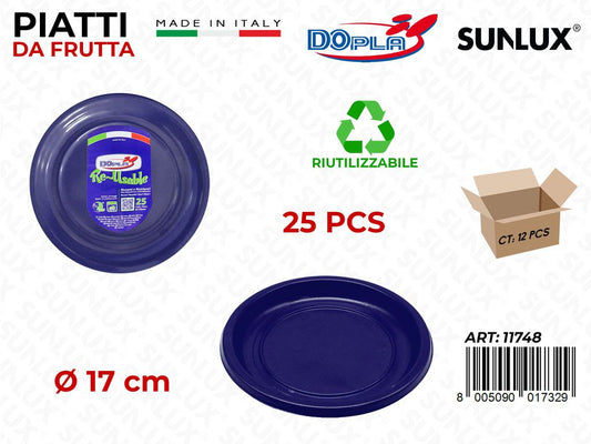 PIATTI DA FRUTTA PLAST. BLU 25PCS D.17CM