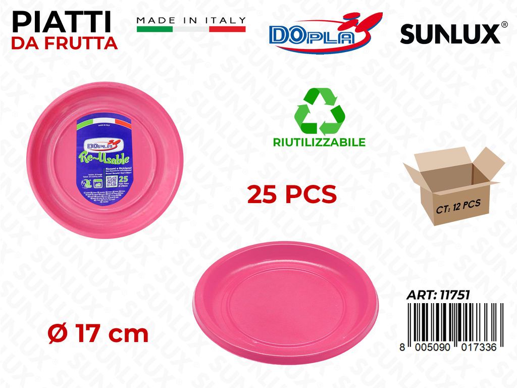 PIATTI DA FRUTTA PLAST. FUCSIA 25PCS D.17CM
