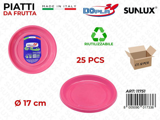 PIATTI DA FRUTTA PLAST. FUCSIA 25PCS D.17CM
