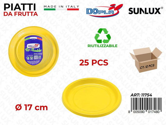 PIATTI DA FRUTTA PLAST. GIALLO 25PCS D.17CM