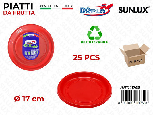 PIATTI DA FRUTTA PLAST. ROSSO 25PCS D.17CM