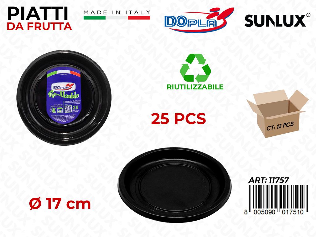 PIATTI DA FRUTTA PLAST. NERO 25PCS D.17CM