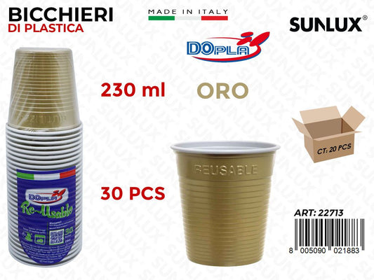 BICCHIERI IN PLAST. ORO 30PCS 230ML