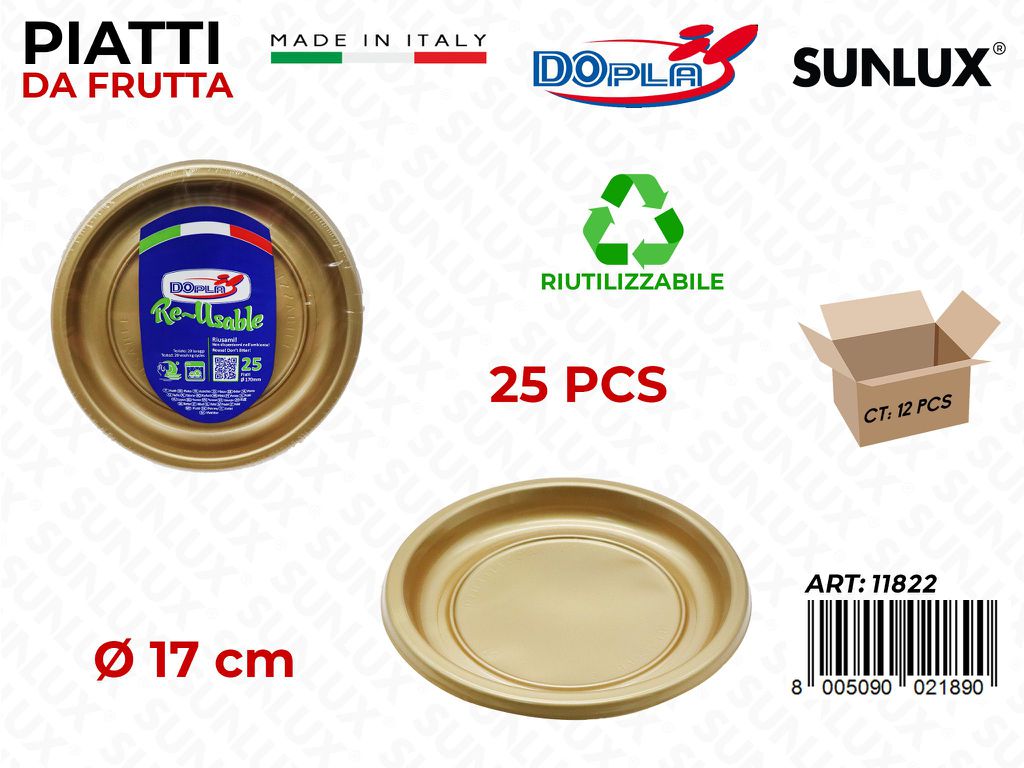 PIATTI DA FRUTTA ORO PLAST. 25PCS 17CM