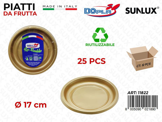 PIATTI DA FRUTTA ORO PLAST. 25PCS 17CM