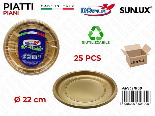 PIATTI PIANI ORO PLAST. 25PCS 22CM