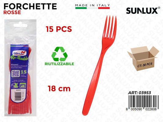 FORCHETTE PLAST. ROSSO 15PCS 18CM