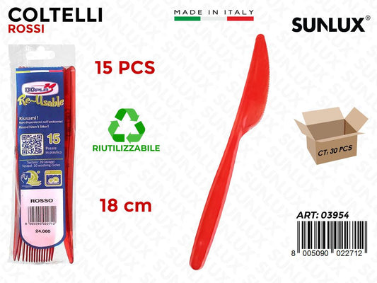 COLTELLI PLAST. ROSSO 15PCS 18CM