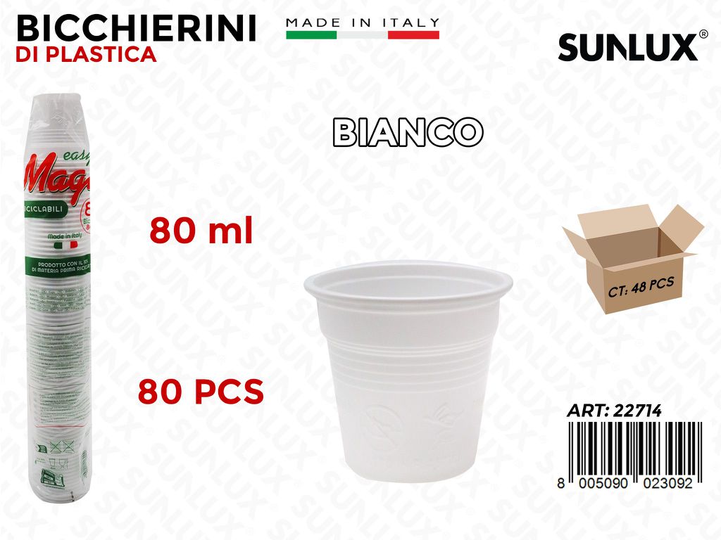 BICCHIERI IN PLAST. BIANCO  80PCS 80ML