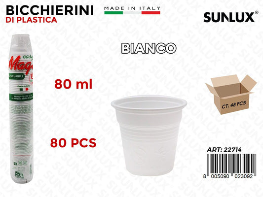 BICCHIERI IN PLAST. BIANCO  80PCS 80ML