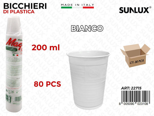 BICCHIERI IN PLAST. BIANCO 80PCS 200ML