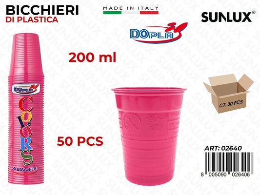 BICCHIERI PLAST. FUCSIA 200ML 50PCS