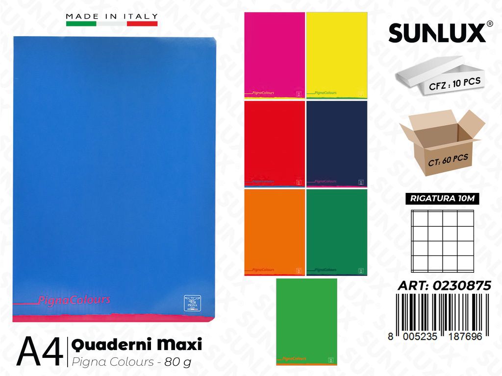 Maxi Quaderni A4 RIG.10M Pigna Colours