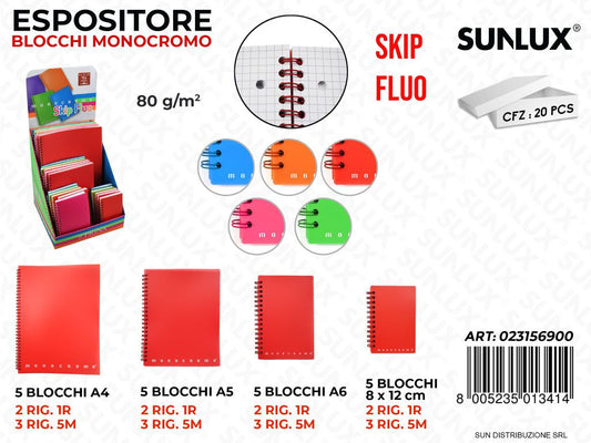 Esp. Blocchi Monocromo Skip Fluo 20PCS Ass.