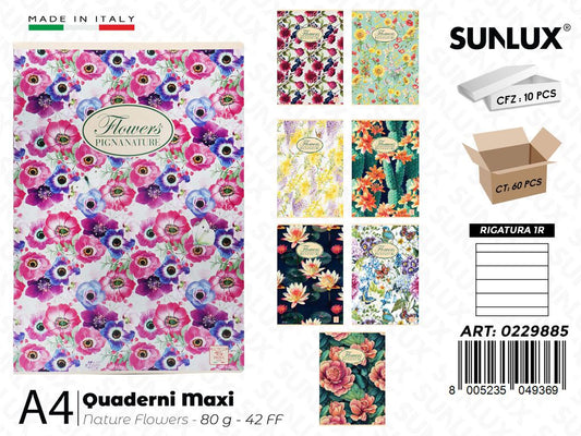 Maxi Quaderni A4 RIG.1R Pigna Flowers