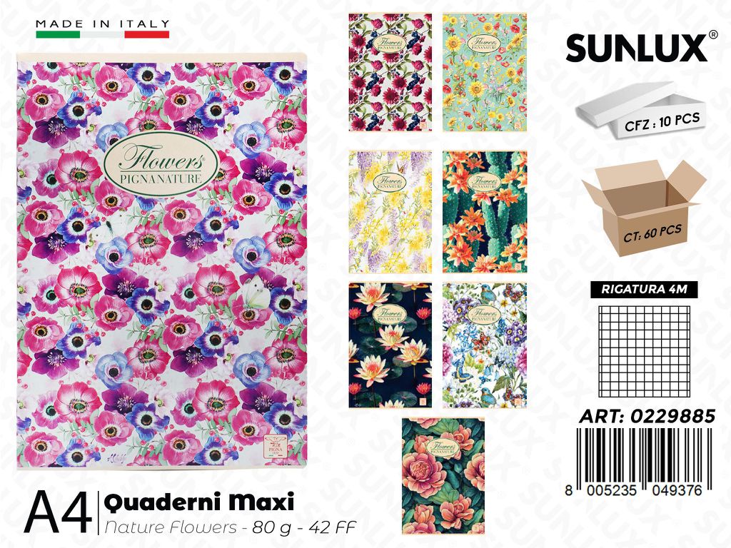 Maxi Quaderni A4 RIG.4M Pigna Flowers