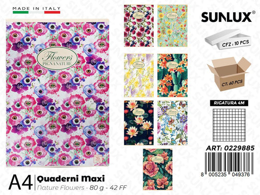 Maxi Quaderni A4 RIG.4M Pigna Flowers