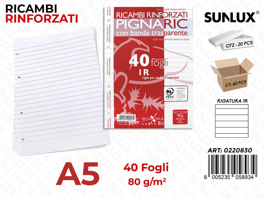 Ricambi Rinforzati A5 Rig. 1R 80GR 40FF