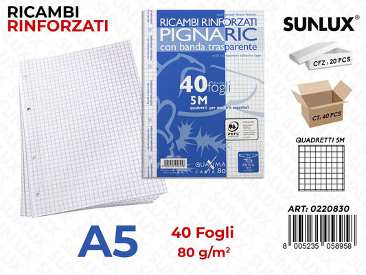 Ricambi Rinforzati A5 Rig. 5M 80GR 40FF