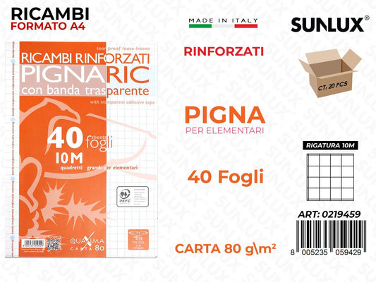 Pigna Ricambi Rinf. F.to A4 80G Rig. 10M 40FF