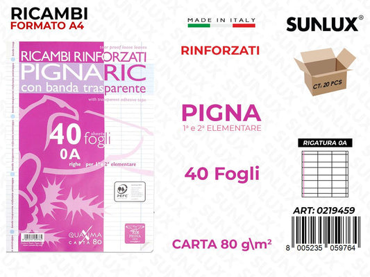 Pigna Ricambi Rinf. F.to A4 80G Rig. 0A 40FF