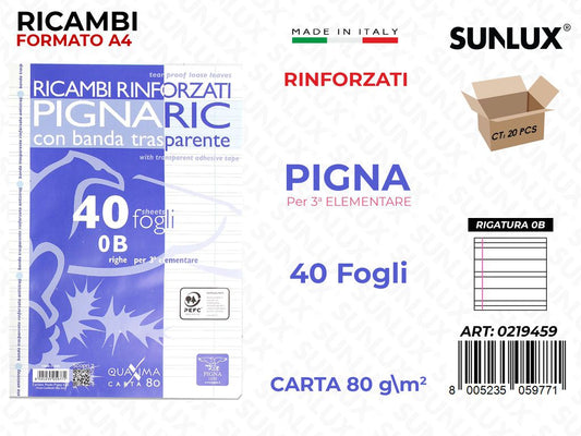 Pigna Ricambi Rinf. F.to A4 80G Rig. 0B 40FF